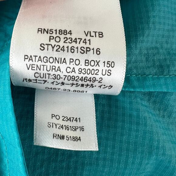 Patagonia Houdini Aqua Blue Windbreaker Jacket Snap-T Pullover Size X-Small XS - Picture 10 of 11